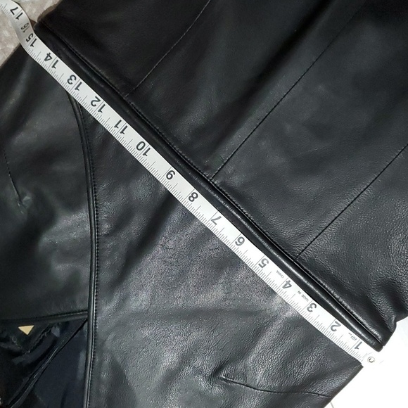 REM GARSON LITTLE BLACK LEATHER DRESS CLASSIC BOLD MOTO STATEMENT - Picture 9 of 10